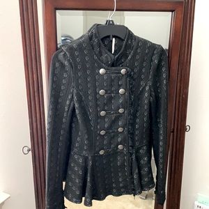 Free People Cable Knit Peplum Military Jacket